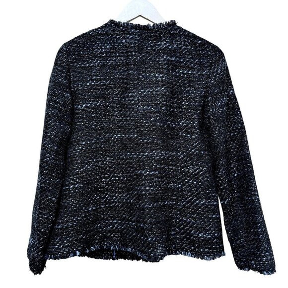 TALBOTS Tweed Blazer Size 4 Womens Shimmer Evening Jacket Blue Black - Picture 2 of 9
